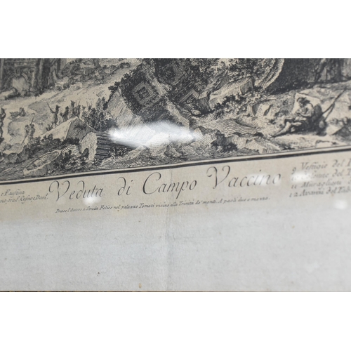 913 - GIOVANNI PIRANESI (1720-1778) 'VEDUTA DI CAMPO VACCINO', a 20th century etching, approximate size 49... 