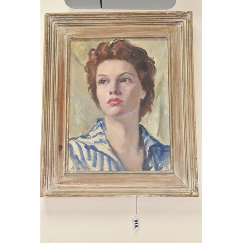 914 - MARGARET MOSTYN (BRITISH 1893-1979) 'SUE', A PORTRAIT, a head and shoulders portrait of a female fig... 