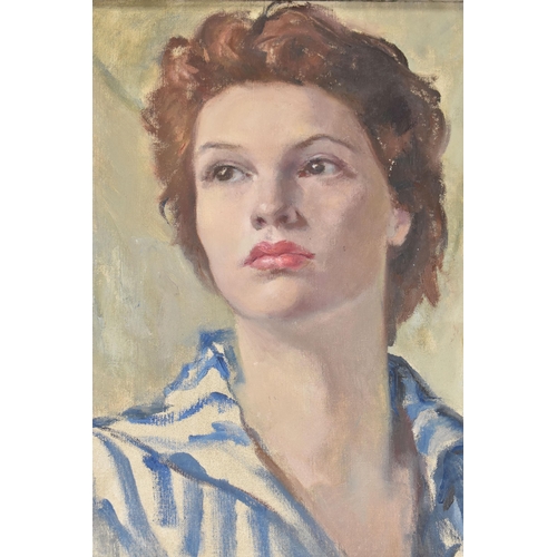 914 - MARGARET MOSTYN (BRITISH 1893-1979) 'SUE', A PORTRAIT, a head and shoulders portrait of a female fig... 