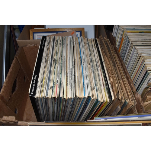 922 - THREE BOXES OF LP VINYL RECORDS AND FRAMED PRINTS, approximately two hundred LP classical music reco... 