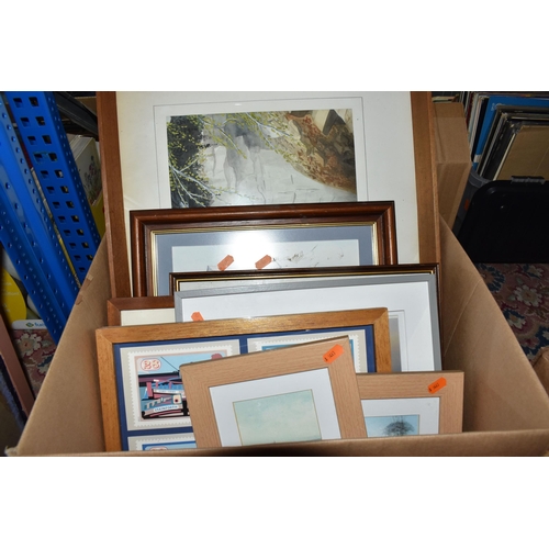 922 - THREE BOXES OF LP VINYL RECORDS AND FRAMED PRINTS, approximately two hundred LP classical music reco... 