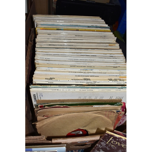 922 - THREE BOXES OF LP VINYL RECORDS AND FRAMED PRINTS, approximately two hundred LP classical music reco... 