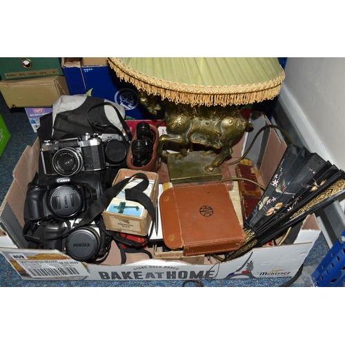 859 - ONE BOX OF CAMERAS AND MISCELLANEOUS, included, Pentax X-5 digital camera, 16 mega pixels, 26x zoom,... 