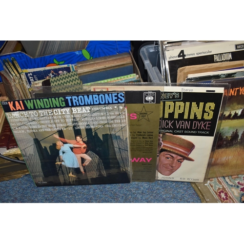 940 - FIVE BOXES OF LP RECORDS AND BOOKS, a collection of over fifty LPs to include Jazz Impressions of Ja... 