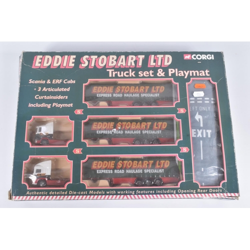 12 - A BOXED CORGI CLASSICS EDDIE STOBART TRUCK SET & PLAYMAT, No.60008, contents appear complete and in ... 