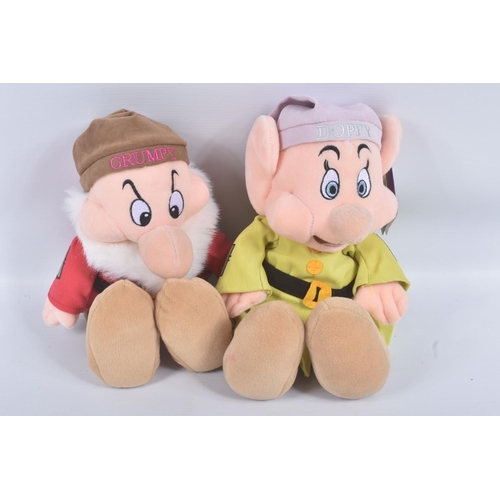 28 - SET OF SEVEN MODERN DISNEY STORE THE SEVEN DWARFS PLUSH SOFT TOY FIGURES, all appear complete and in... 