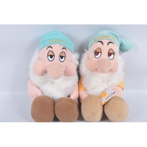 28 - SET OF SEVEN MODERN DISNEY STORE THE SEVEN DWARFS PLUSH SOFT TOY FIGURES, all appear complete and in... 