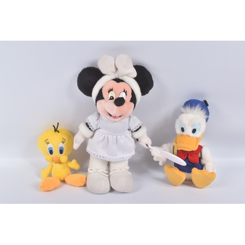 29 - A QUANTITY OF ASSORTED MODERN CARTOON & FILM RELATED SOFT TOYS, to include Minnie Mouse, Goofy, Dona... 