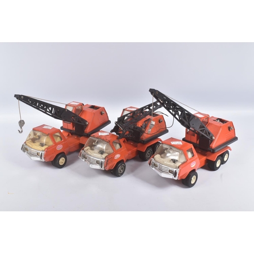 31 - A QUANTITY OF MINI TONKA TOYS LORRY/TRUCK MOUNTED CRANES, all in orange livery, majority appear comp... 