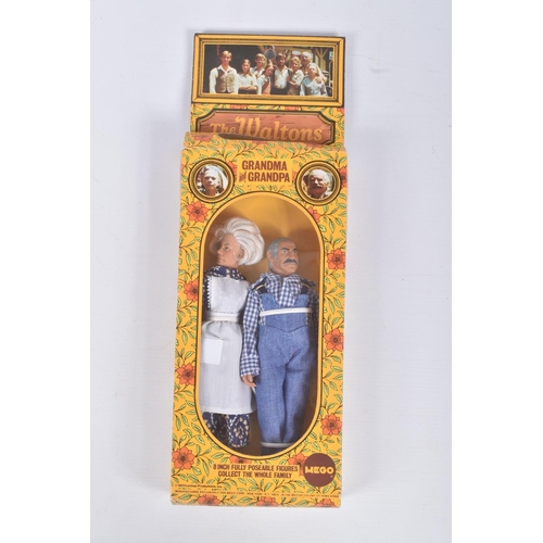 37 - THREE BOXED 1974 LORIMAR PRODUCTIONS MEGO THE WALTONS 8 INCH TWIN FIGURE SETS, the first a Grandma a... 