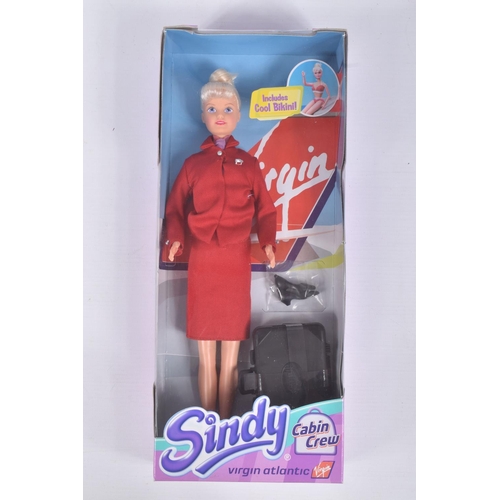 41 - THREE BOXED SINDY CABIN CREW DOLLS, the first a 1972 classic BEA Cabin Crew, 00419, blonde hair, blu... 