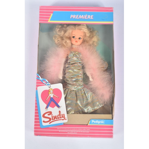 46 - A BOXED PEDIGREE SINDY PREMIERE DOLL, numbered 42016, the earrings are missing, bag included within ... 