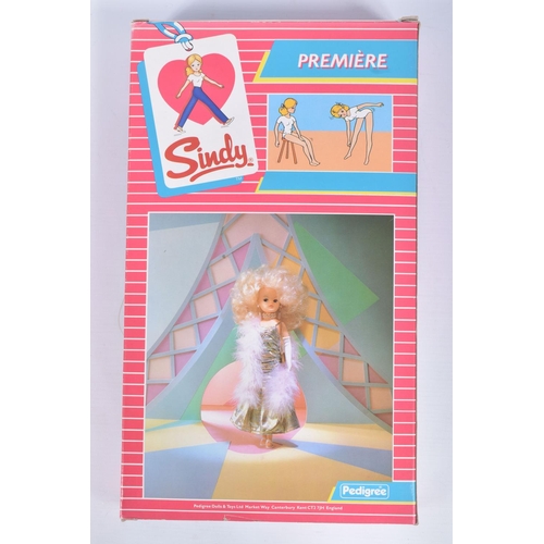 46 - A BOXED PEDIGREE SINDY PREMIERE DOLL, numbered 42016, the earrings are missing, bag included within ... 