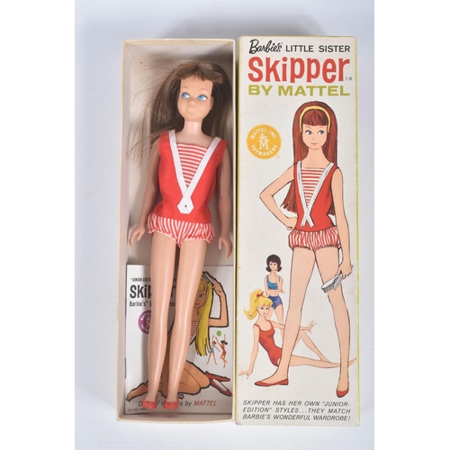 59 - A BOXED MATTEL SKIPPER DOLL, No.0950, straight leg brunette version, wearing red and white swimsuit,... 