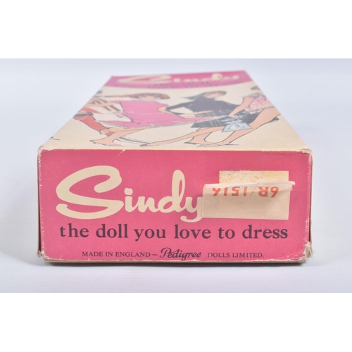 61 - A BOXED PEDIGREE SINDY DOLL, No.6R/1516, brunette version, doll marked 'Made in England' to back of ... 