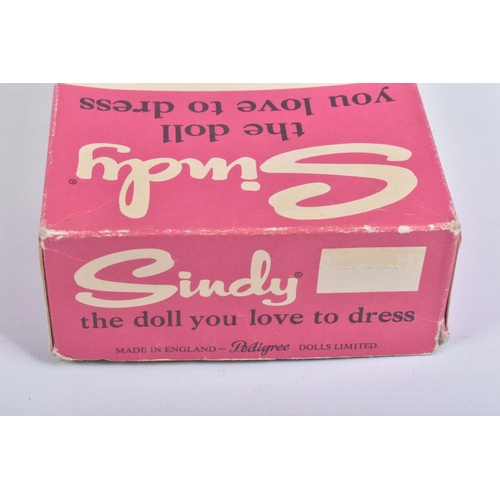 61 - A BOXED PEDIGREE SINDY DOLL, No.6R/1516, brunette version, doll marked 'Made in England' to back of ... 