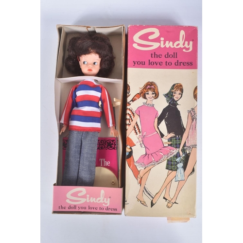 61 - A BOXED PEDIGREE SINDY DOLL, No.6R/1516, brunette version, doll marked 'Made in England' to back of ... 