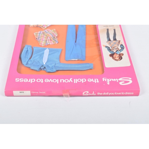 106 - THREE BOXED ROVEX PEDIGREE SINDY OUTFIT SETS, the first a Cosy Coat S202, the second a Checker Decke... 