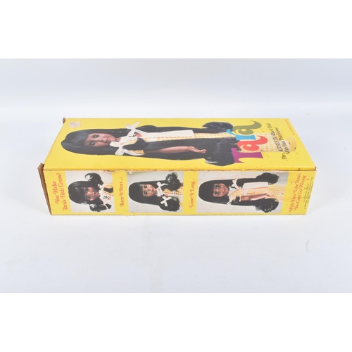 121 - A BOXED 1976 IDEAL TARA DOLL, reference 1239-3, doll wearing yellow chequered yellow outfit featurin... 