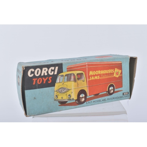 130 - A BOXED CORGI TOYS ERF 44G VAN, numbered 459, yellow cab, red van body, sticker to the side signed '... 