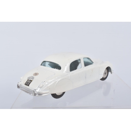 133 - A BOXED CORGI TOYS JAGUAR 2.4 LITRE CAR, numbered 208, added tax disk to window, metal wheels and bl... 