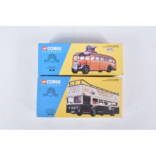 85 - A COLLECTION OF BOXED DIECAST CORGI BUSES AND TRAMS, to include eight Classic Public Transport model... 