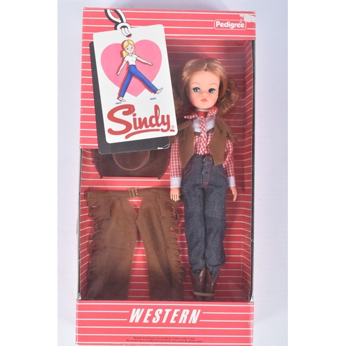 95 - A BOXED PEDIGREE SINDY WESTERN DOLL, reference 44748, 1983 version, box window with a tear to left s... 