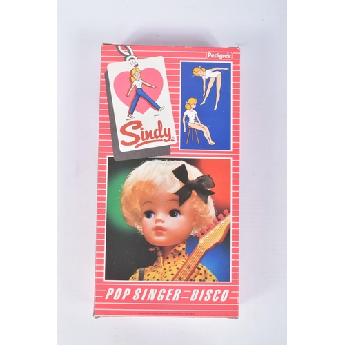 96 - A BOXED PEDIGREE SINDY POP SINGER DISCO DOLL, reference 44776, only creases and sticker residue to p... 