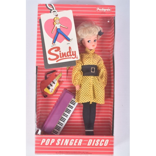 96 - A BOXED PEDIGREE SINDY POP SINGER DISCO DOLL, reference 44776, only creases and sticker residue to p... 