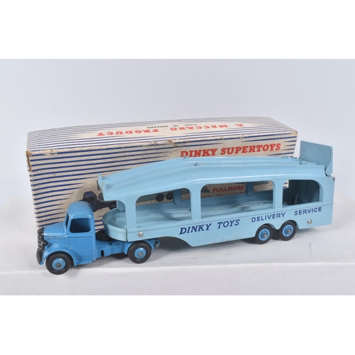 143 - A BOXED DINKY SUPERTOYS BEDFORD PULLMORE CAR TRANSPORTER, No.982, darker blue cab and hubs, lighter ... 