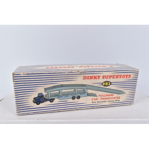 143 - A BOXED DINKY SUPERTOYS BEDFORD PULLMORE CAR TRANSPORTER, No.982, darker blue cab and hubs, lighter ... 