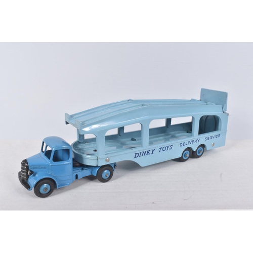 143 - A BOXED DINKY SUPERTOYS BEDFORD PULLMORE CAR TRANSPORTER, No.982, darker blue cab and hubs, lighter ... 