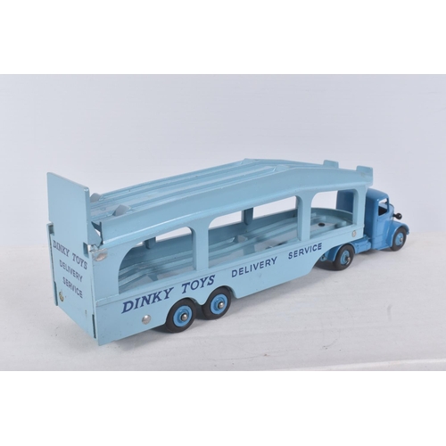 143 - A BOXED DINKY SUPERTOYS BEDFORD PULLMORE CAR TRANSPORTER, No.982, darker blue cab and hubs, lighter ... 