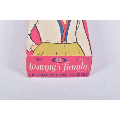 154 - A BOXED IDEAL TAMMY'S FAMILY DOLL, Ted, No.9450-8, in hooped top and blue shorts, appears complete a... 