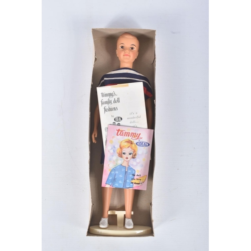 154 - A BOXED IDEAL TAMMY'S FAMILY DOLL, Ted, No.9450-8, in hooped top and blue shorts, appears complete a... 