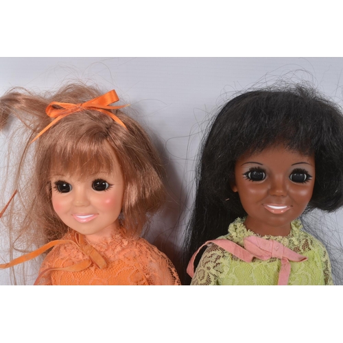 174 - FIVE UNBOXED IDEAL DOLLS, to include a Beautiful Crissy in orange outfit, a Cinnamon? in green top a... 