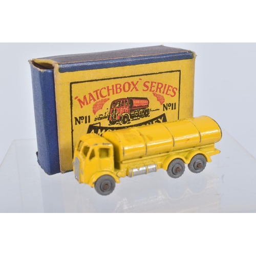 180 - FOUR BOXED MOKO LESNEY LORRY/TRUCK MODELS, E.R.F. Road Tanker, No.11, yellow with silver trim, but h... 