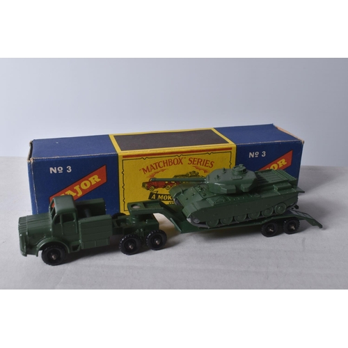 182 - TWO BOXED MATCHBOX SERIES MAJOR PACKS, Thornycroft Mighty Antar Tank Transporter and Centurion Tank,... 