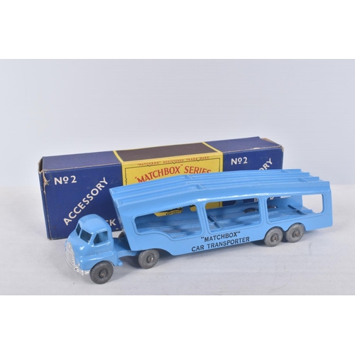 183 - A BOXED MATCHBOX SERIES ACCESSORY PACK No.2 BEDFORD ARTICULATED CAR TRANSPORTER, pale blue body with... 