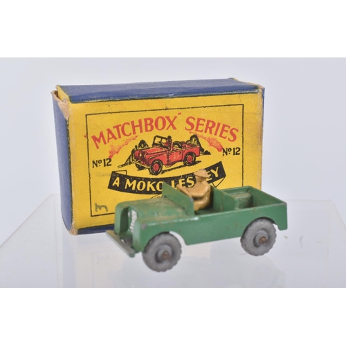 186 - FIVE BOXED MOKO LESNEY MODELS, Land Rover, No.12, 1st version, crimped axles, Berkeley Cavalier Cara... 