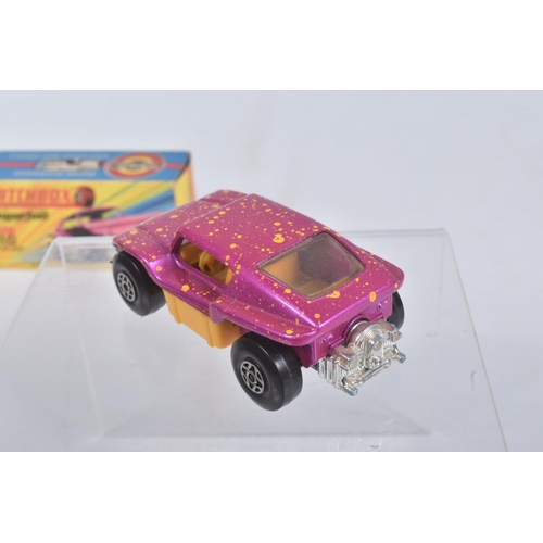 189 - FOUR BOXED MATCHBOX SUPERFAST MODEL CARS, the first a 27 e New Lamborghini Countach, yellow body, re... 