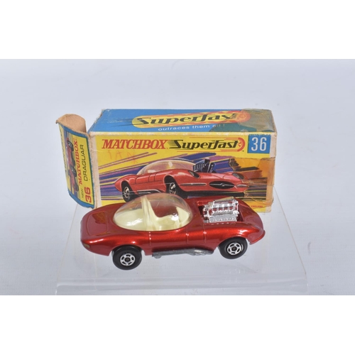 189 - FOUR BOXED MATCHBOX SUPERFAST MODEL CARS, the first a 27 e New Lamborghini Countach, yellow body, re... 