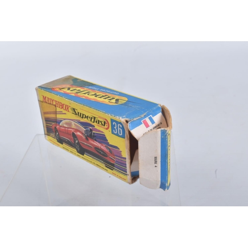 189 - FOUR BOXED MATCHBOX SUPERFAST MODEL CARS, the first a 27 e New Lamborghini Countach, yellow body, re... 