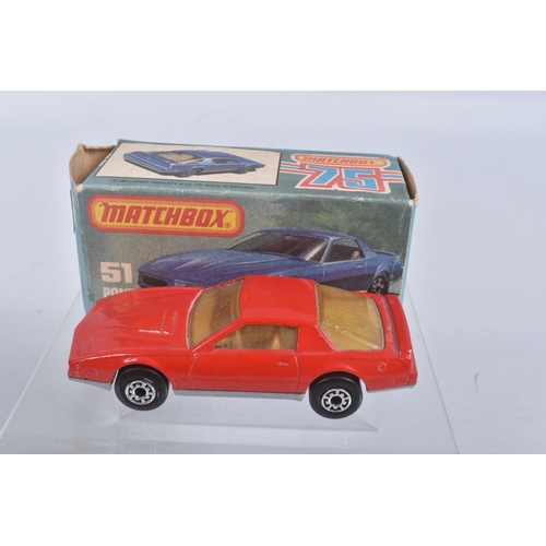 190 - FIVE BOXED MATCHBOX SUPERFAST 75 MODEL CARS, 39 c New Rolls Royce Silver Shadow, red metallic body, ... 