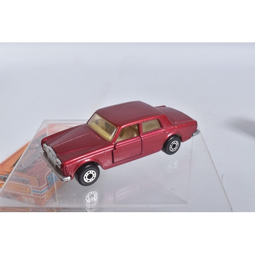 190 - FIVE BOXED MATCHBOX SUPERFAST 75 MODEL CARS, 39 c New Rolls Royce Silver Shadow, red metallic body, ... 