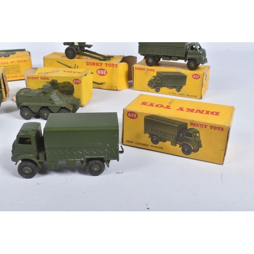 193 - A QUANTITY OF BOXED DINKY TOYS MILITARY VEHICLES, Bedford RL 3T Army Wagon, No.621, Bedford QL Army ... 