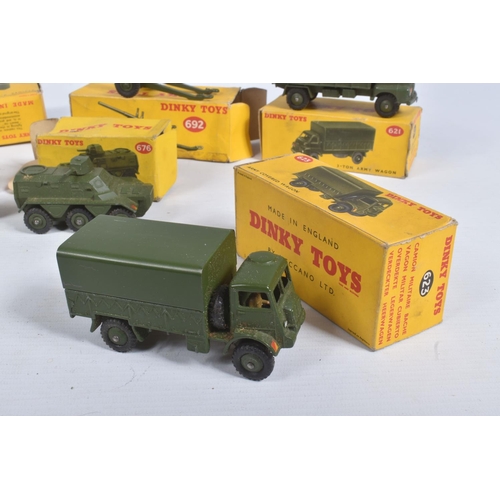 193 - A QUANTITY OF BOXED DINKY TOYS MILITARY VEHICLES, Bedford RL 3T Army Wagon, No.621, Bedford QL Army ... 