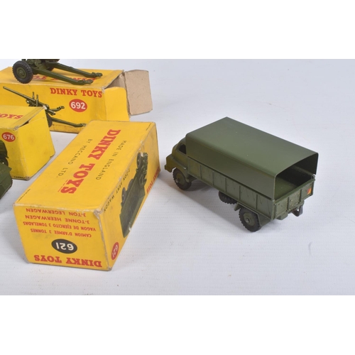 193 - A QUANTITY OF BOXED DINKY TOYS MILITARY VEHICLES, Bedford RL 3T Army Wagon, No.621, Bedford QL Army ... 