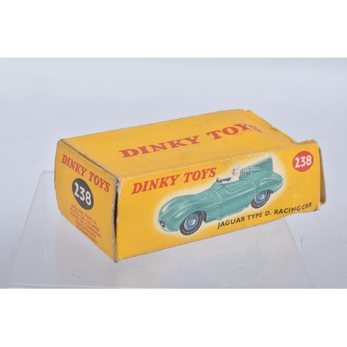 201 - FOUR BOXED DIECAST DINKY TOYS MODEL SPORTS CARS, the first a Mercedes Benz Racing Car, reference 237... 