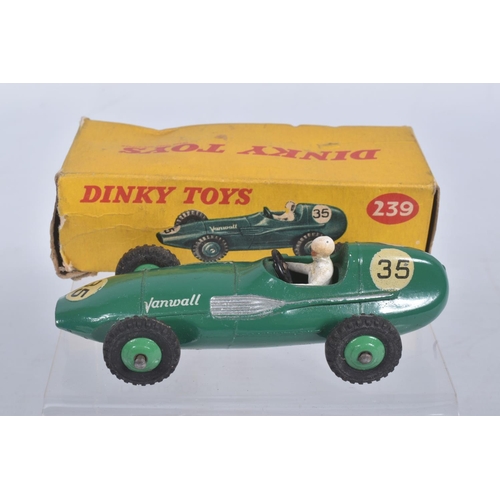 201 - FOUR BOXED DIECAST DINKY TOYS MODEL SPORTS CARS, the first a Mercedes Benz Racing Car, reference 237... 